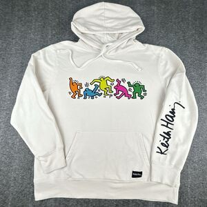 Keith Haring Dancing People Hoodie Mens Size XL White Street Pop Art Print